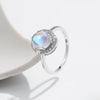 MODIAN 925 Sterling Silver Delicate Luxurt Oval Moonstone Party Finger Ring Shiny Rainbow Color Fine Jewlry For Women Gift