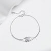 MODIAN 925 Sterling Silver Double Layer Flowers Hearts CZ Romantic Bracelet Luxury Adjustable Chain Link for Women Jewelry