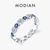 MODIAN 925 Sterling Silver Enamel Blue Eyes Ring For Women Romantic Heart Stackable Ring Fine Jewerlry Birthday Gifts