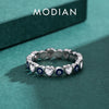 MODIAN 925 Sterling Silver Enamel Blue Eyes Ring For Women Romantic Heart Stackable Ring Fine Jewerlry Birthday Gifts