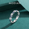 MODIAN 925 Sterling Silver Enamel Blue Eyes Ring For Women Romantic Heart Stackable Ring Fine Jewerlry Birthday Gifts