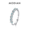 MODIAN 925 Sterling Silver Exquisite Eternity Band Paraiba Color CZ Ring Mint Green Stackable Rings For Women Fine Jewelry