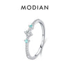 MODIAN 925 Sterling Silver Exquisite Eternity Band Paraiba Color CZ Ring Mint Green Stackable Rings For Women Fine Jewelry
