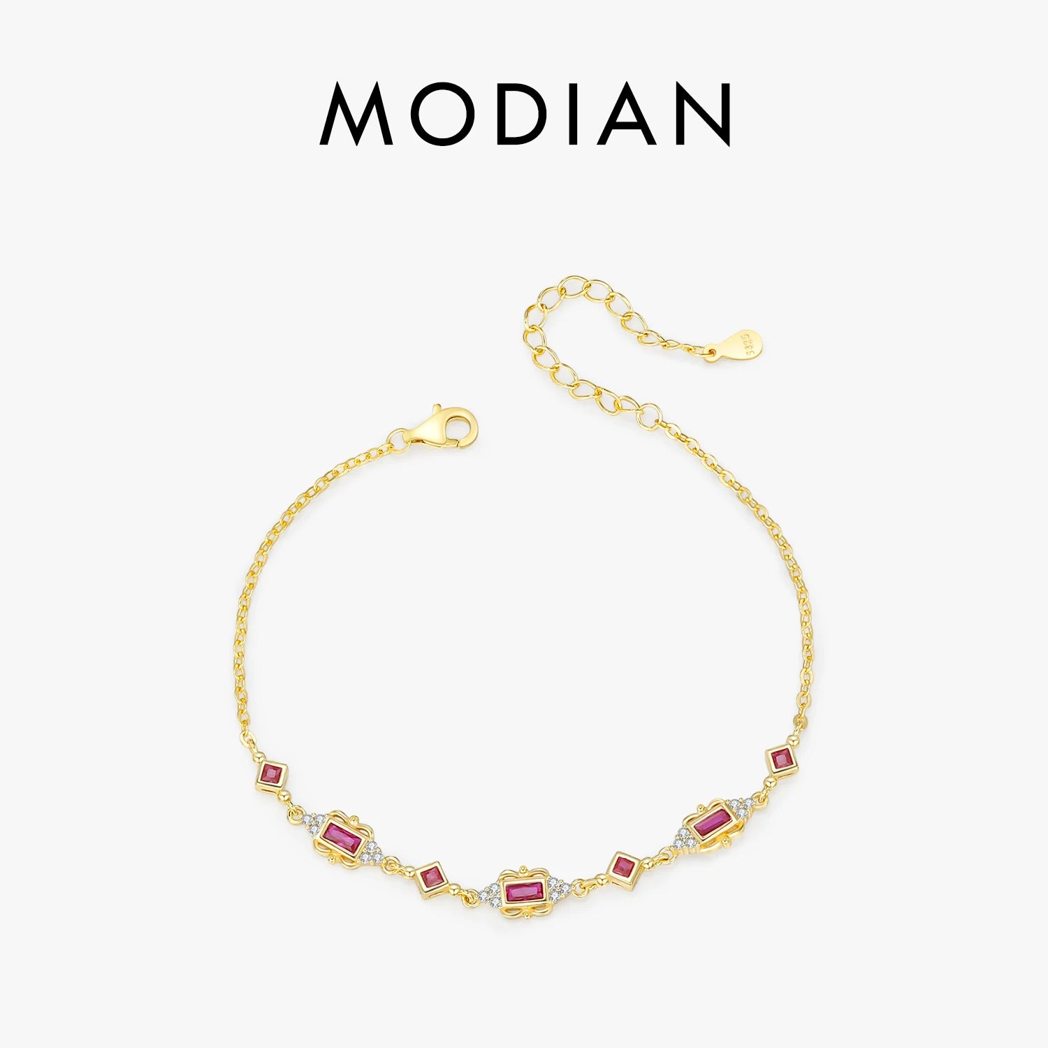 MODIAN 925 Sterling Silver Exquisite Retro Crown CZ Bracelets Gold Color Adjustable Link Chain Bracelets For Women Jewelry