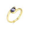 MODIAN 925 Sterling Silver Exquisite Tanzanite Color Oval CZ Rings Trendy Gold Color Stackable Jewelry For Women Gifts