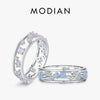 MODIAN 925 Sterling Silver Blue Opal Ring Original Hollow Out Charming Female Stacking Rings For Women Fine Jewelry