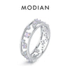 MODIAN 925 Sterling Silver Blue Opal Ring Original Hollow Out Charming Female Stacking Rings For Women Fine Jewelry