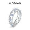 MODIAN 925 Sterling Silver Blue Opal Ring Original Hollow Out Charming Female Stacking Rings For Women Fine Jewelry