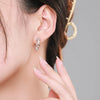 MODIAN 925 Sterling Silver Hollow Out C Hoop Stud Earrings For Women Delicate Pink Blue Opals Ear Pins Fine Jewelry