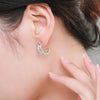 MODIAN 925 Sterling Silver Hollow Out C Hoop Stud Earrings For Women Delicate Pink Blue Opals Ear Pins Fine Jewelry