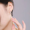 MODIAN 925 Sterling Silver Hollow Out C Hoop Stud Earrings For Women Delicate Pink Blue Opals Ear Pins Fine Jewelry