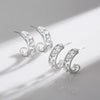 MODIAN 925 Sterling Silver Hollow Out C Hoop Stud Earrings For Women Delicate Pink Blue Opals Ear Pins Fine Jewelry