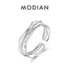 MODIAN 925 Sterling Silver Geometric Lines Texture Open Size 6-9 Finger Rings Trendy Gold Color Stackable Fine Jewelry For Women