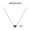 MODIAN 925 Sterling Silver Hearts December Birthstone Pendant Necklace Both Sides CZ Link Chain Necklaces For Women Fine Jewelry