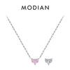 MODIAN 925 Sterling Silver Hearts December Birthstone Pendant Necklace Both Sides CZ Link Chain Necklaces For Women Fine Jewelry