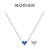MODIAN 925 Sterling Silver Hearts December Birthstone Pendant Necklace Both Sides CZ Link Chain Necklaces For Women Fine Jewelry