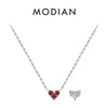 MODIAN 925 Sterling Silver Hearts December Birthstone Pendant Necklace Both Sides CZ Link Chain Necklaces For Women Fine Jewelry