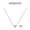 MODIAN 925 Sterling Silver Hearts December Birthstone Pendant Necklace Both Sides CZ Link Chain Necklaces For Women Fine Jewelry