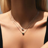 MODIAN 925 Sterling Silver Hearts December Birthstone Pendant Necklace Both Sides CZ Link Chain Necklaces For Women Fine Jewelry