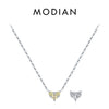 MODIAN 925 Sterling Silver Hearts December Birthstone Pendant Necklace Both Sides CZ Link Chain Necklaces For Women Fine Jewelry