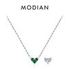 MODIAN 925 Sterling Silver Hearts December Birthstone Pendant Necklace Both Sides CZ Link Chain Necklaces For Women Fine Jewelry