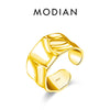 MODIAN 925 Sterling Silver Irregular Texture Stackable Finger Ring Wide Style Adjustable Fine Jewelry For Women