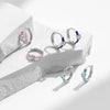 MODIAN 925 Sterling Silver Klein Blue Enamel Hearts Hoop Earrings Romantic CZ Small Ear Buckles For Women Wedding Jewelry