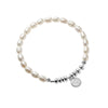 MODIAN 925 Sterling Silver Lukcy Circle Baroque Pearl Adjustable Chain Link Platinum Plated for Women Christmas Gifts Jewelry