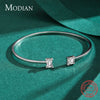 MODIAN 925 Sterling Silver Luxury Asymmetry Sparkling AAAAA Zirconia Open Size Bangle Bracelet For Women Wedding Fine Jewelry