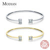 MODIAN 925 Sterling Silver Luxury Asymmetry Sparkling AAAAA Zirconia Open Size Bangle Bracelet For Women Wedding Fine Jewelry