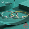MODIAN 925 Sterling Silver Luxury Asymmetry Sparkling AAAAA Zirconia Open Size Bangle Bracelet For Women Wedding Fine Jewelry