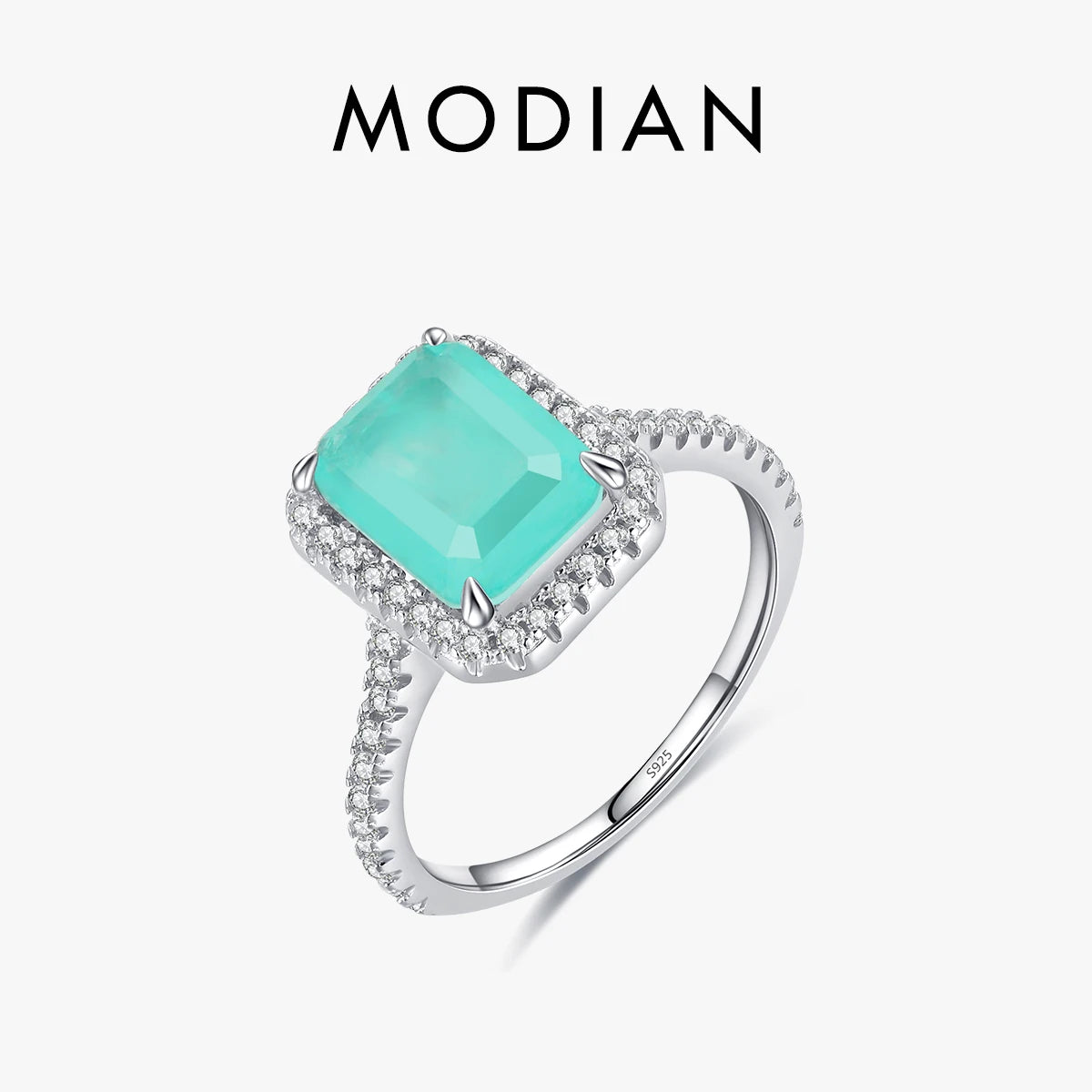 MODIAN 925 Sterling Silver Luxury Paraiba Tourmaline Rings For Women Wedding Engagement Band Fine Jewelry Anniversary Gifts