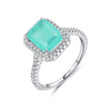 MODIAN 925 Sterling Silver Luxury Rectangle Emerald Cut Sparkling Ring Platinum Plated For Women Wedding Statement Jewelry Gift