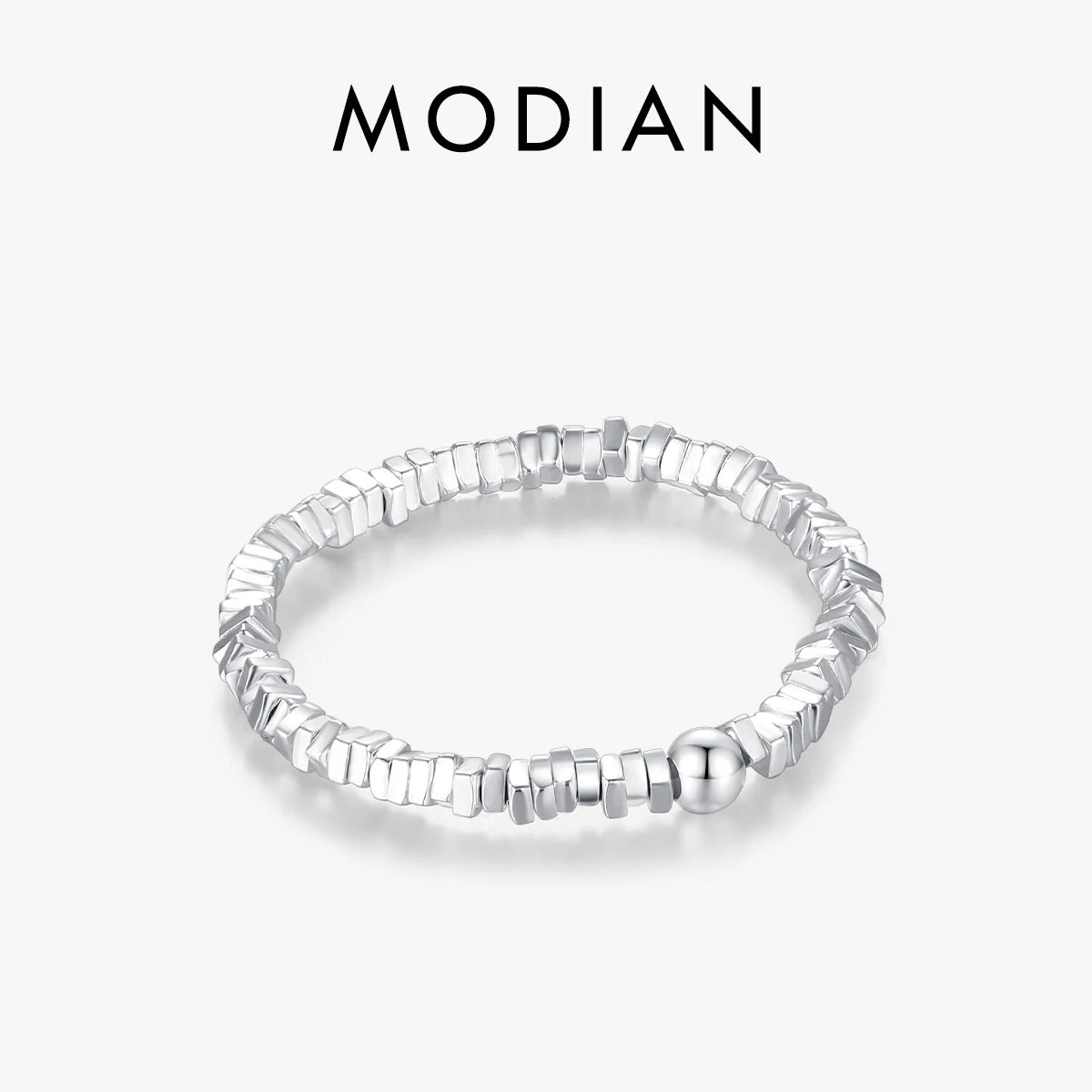 MODIAN 925 Sterling Silver Minimalism Adjustable Stackable Finger Ring Block Splicing Rings For Women Fine Jewelry Gifts