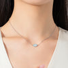 MODIAN 925 Sterling Silver Natural Blue Turquoise Pendant Necklace Sparkling Pave Setting CZ for Women Valentine's Day Gift