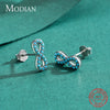 MODIAN 925 Sterling Silver Natural Turquoise Stud Earrings For Women Romantic Infinite Love Fine Jewelry Valentine's Day Gift
