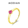 MODIAN 925 Sterling Silver Pigeon Blood Red Zircon Finger Rings For Women White Gold Plated Chic Stackable Rings Fine Jewelry