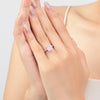 MODIAN 925 Sterling Silver Pink Crushed Ice Cut 2ct Square Sparkling Ring For Platinum Plated Women Classic Wedding Jewelry Gift