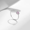 MODIAN 925 Sterling Silver Pink Crystal Hearts Opal Open Size 6-8 Finger Ring Sweet Simple Fine Jewelry For Women Birthday Gift