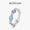 MODIAN 925 Sterling Silver Plant Series Original Design Enamel Daisy Flower Rings For Women Colorful Ring Fine Jewelry