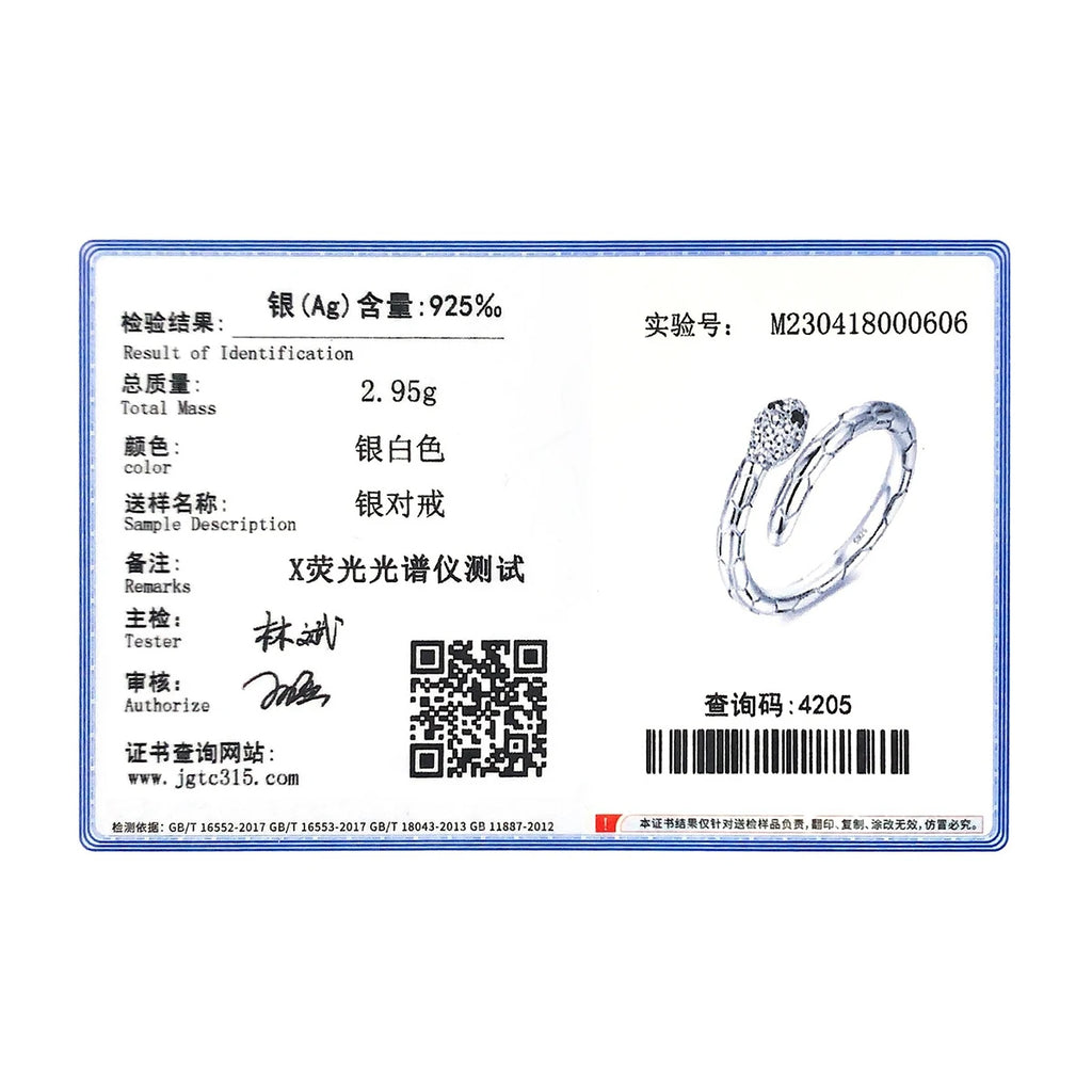 MODIAN 925 Sterling Silver Platinum Plated Adjustable Snake Ring Trendy Black Zircon Vintage Textures Jewelry For Women Gifts