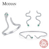 MODIAN 925 Sterling Silver Punk  Exquisite  Clear CZ Snake Adjustable Rings Bangle Earrings For Women Fine Jewelry Sets