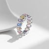 MODIAN 925 Sterling Silver Rainbow Color Cubic Zirconia Rings Luxury Wedding Engagement Rings Band For Women Jewelry