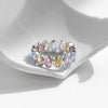 MODIAN 925 Sterling Silver Rainbow Color Cubic Zirconia Rings Luxury Wedding Engagement Rings Band For Women Jewelry