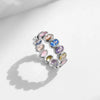 MODIAN 925 Sterling Silver Rainbow Color Cubic Zirconia Rings Luxury Wedding Engagement Rings Band For Women Jewelry