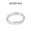 MODIAN 925 Sterling Silver Rainbow Colorful Beads Adjustable Finger Ring Trendy Stackable Fine Jewelry For Women Girls Gifts