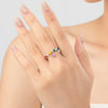 MODIAN 925 Sterling Silver Rainbow Colorful Beads Adjustable Finger Ring Trendy Stackable Fine Jewelry For Women Girls Gifts