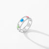 MODIAN 925 Sterling Silver Rainbow Colorful Hearts To Hearts Enamel Finger Ring For Women Fine Jewelry Valentine’s Day Gifts