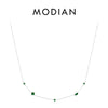 MODIAN 925 Sterling Silver Rainbow Colorful Zirconia Pendant Necklace Shiny Geometric Chain Neck For Women Party Jewelry Gift