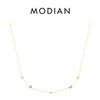 MODIAN 925 Sterling Silver Rainbow Colorful Zirconia Pendant Necklace Shiny Geometric Chain Neck For Women Party Jewelry Gift